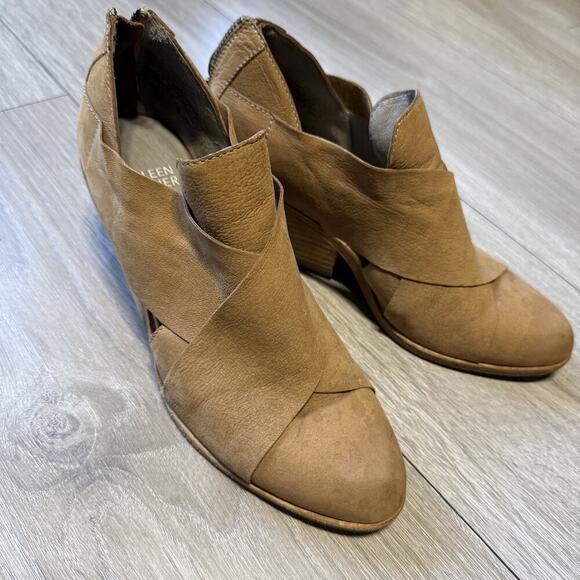Eileen Fisher Jenkins Tumbled Nubuck Ankle Bootie Size 7.5 Back Zipper Closure - Picture 2 of 12
